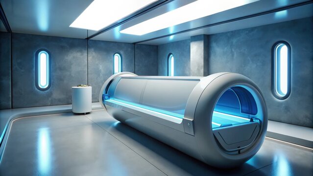 Futuristic Hyperbaric Oxygen Chamber in Modern Medical Facility