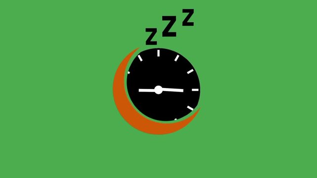 Sleeping time icon with moon and clock symbol. Concept of night rest, bedtime routine, and peaceful sleep moment.