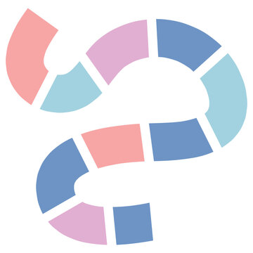 A colorful abstract illustration of segmented shapes forming a circular pattern on a white background.