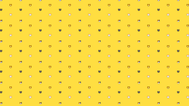 8-bit pixel art yellow cat seamless pattern vector background