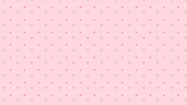 8-bit pixel art pink cat seamless pattern vector background