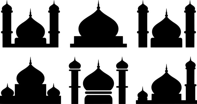 Silhouettes of various mosque domes and towers