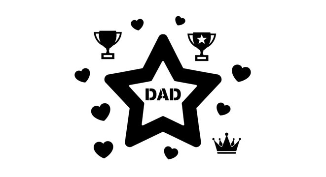 Black star shaped dad symbol icon.