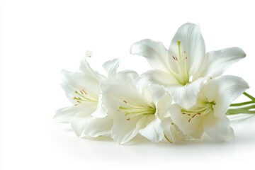 white lilies isolated on white background funeral flowers concept