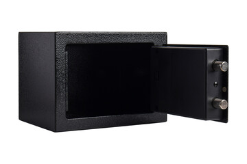 Obraz premium Open electronic security safe box isolated on white background.