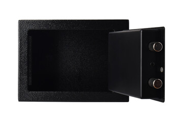 Obraz premium Open electronic security safe box isolated on white background.