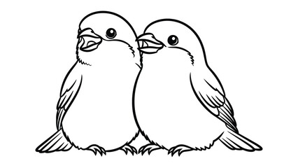 Obraz premium Cute Birds: Two adorable birds are perched side-by-side. capturing the essence of companionship and affection.