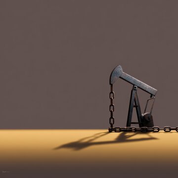 Symbolic image of chained oil pump representing restricted energy supply
