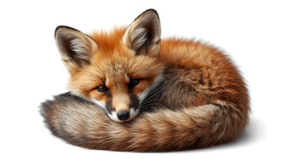 Obraz premium Red fox isolated on white background standing side view