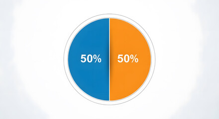 Naklejka na ściany i meble Circular diagram showing an even split between two categories represented by blue and orange colors