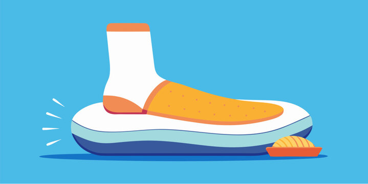 Flat vector illustration of forefoot metatarsal pad under foot relieving pressure and pain