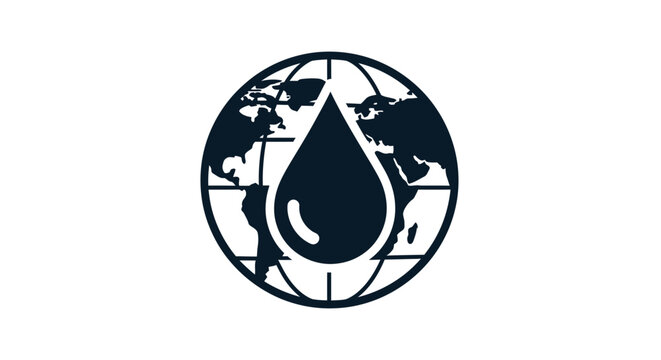 Black and white globe water drop.