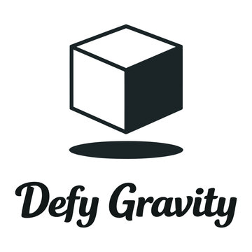 Creative minimalist logo design featuring a floating cube defying gravity above a shadow illustration