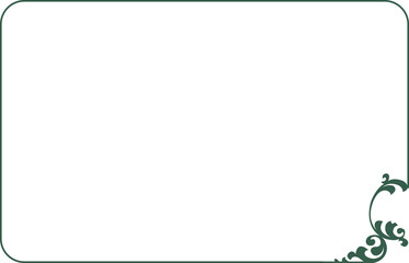 Fototapeta premium Elegant Dark Green Rounded Border Frame with Floral Ornament Corner. Design print for greeting cards, wedding invitations, restaurant menu, royal certificates. 63 