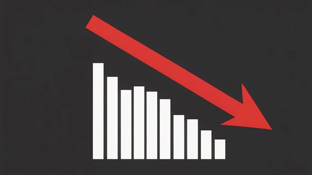 A declining graph with a red arrow pointing downwards shows a decrease.