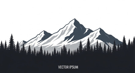 Snowy Mountain Range Landscape View.