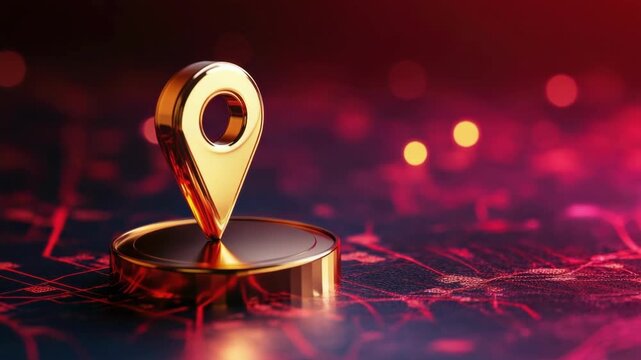 Map pointer on circuit board background for navigation technology, internet connection. Location concept, global positioning system for business or travel