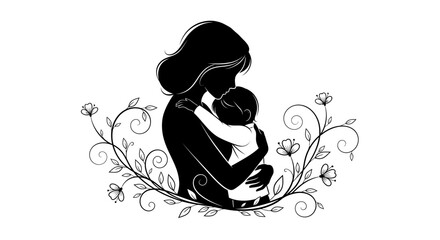 Obraz premium Mother holding baby close affectionately.
