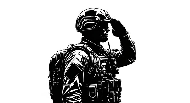 Soldier in Military Helmet.