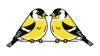 Golden Songbirds: Two vibrant songbirds perch together, a visual ode to the beauty of avian life, each one boasting a striking black and gold plumage. © hafs121