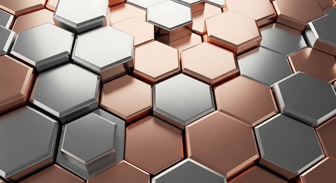 Abstract Hexagonal Pattern of Metallic Textures.