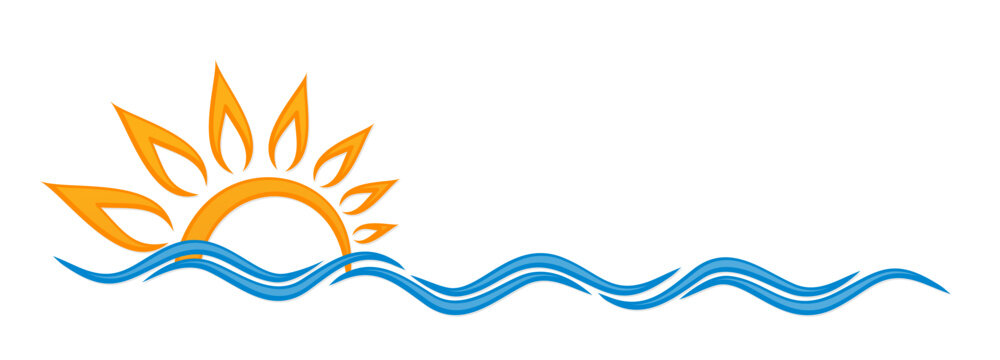 A sun dawn symbol in the sea.
