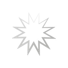 Obraz premium Explosion star Vector. Graphic shape emblem. Pointed line outline. Black grunge border.