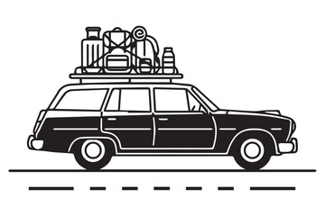 Obraz premium Family car loaded for holiday travel