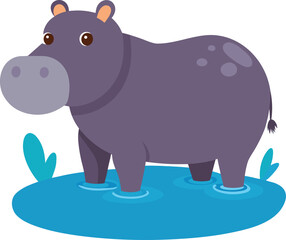 Fototapeta premium Hippopotamus standing in water,.