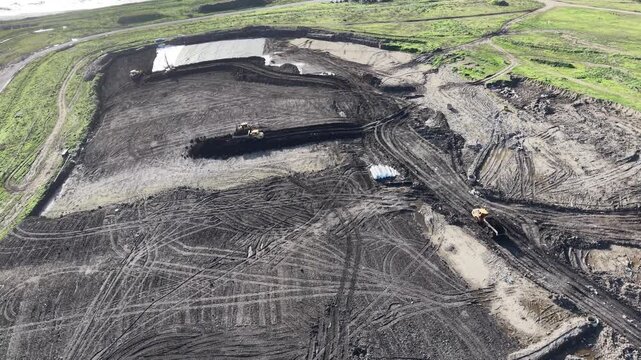 Panning drone aerial Veolia, Rainham Landfill site Essex UK drone,aerial