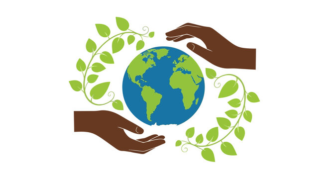 Hands holding the green blue earth.