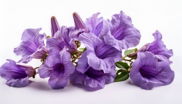 purple trumpet flowers on white background