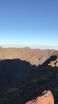 A panoramic view of the top of Roque de los Muchachos on the island of La Palma, Canary Islands.