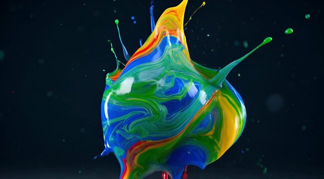 A vivid multi-colored paint splash explodes with dynamic energy.