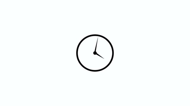 Reverse clock animation showing time running backward on white background