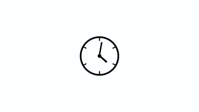 Reverse clock animation showing time running backward on white background