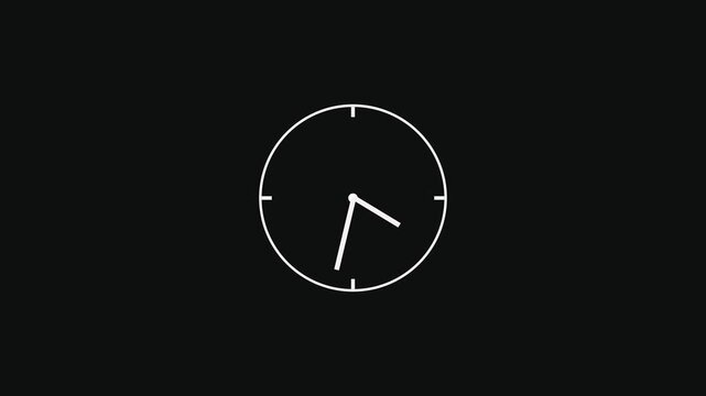 Reverse clock animation showing time running backward on white background