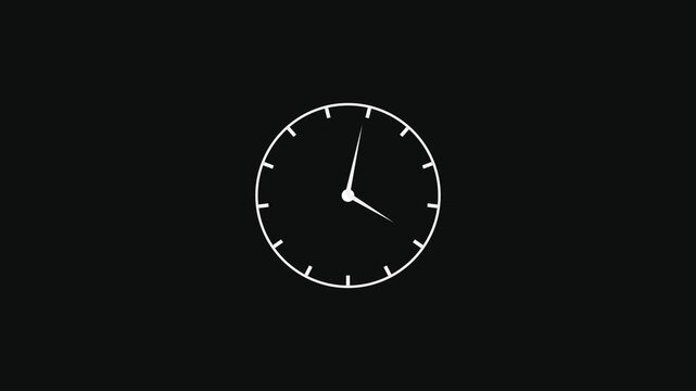 Reverse clock animation showing time running backward on white background