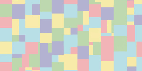 Vibrant colorful blocks are arranged randomly in a digital illustration.
