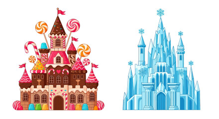 Candy Castle vs Ice Castle: Sweet Fantasy vs Frozen Fairytale © rokok