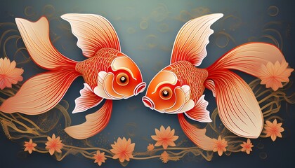 Fototapeta premium pair of goldfish