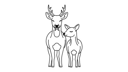 Deer Duo: This charming illustration depicts a pair of deer, symbolizing harmony, family and the gentleness of nature.