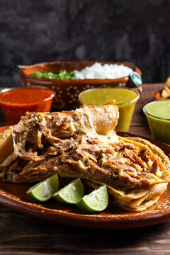 Authentic Delicious Gringa Al Pastor. Traditional Mexican Cuisine Presentation