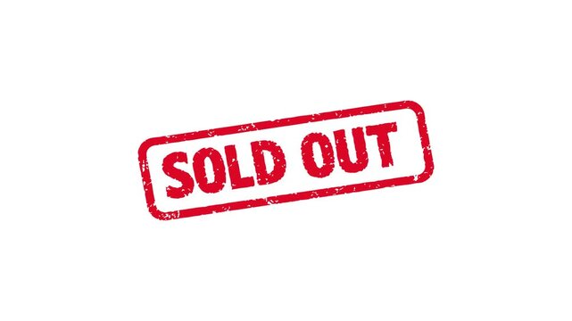 Sold out stamp animation representing product unavailable retail notice