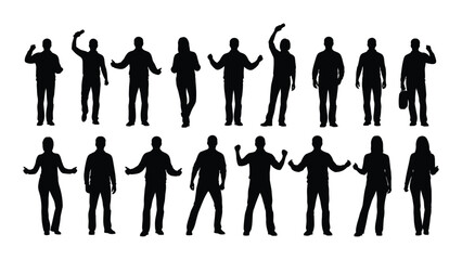 Collection of diverse human silhouettes in various poses and gestures, showcasing different body language and emotions © MDRaisul