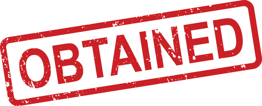 A distinct red grunge rubber stamp prominently features the word OBTAINED, signifying acquisition or successful retrieval