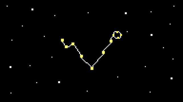 8-bit pixel art Pisces sign of The Zodiac Constellations. looped animation 4k 30fps
