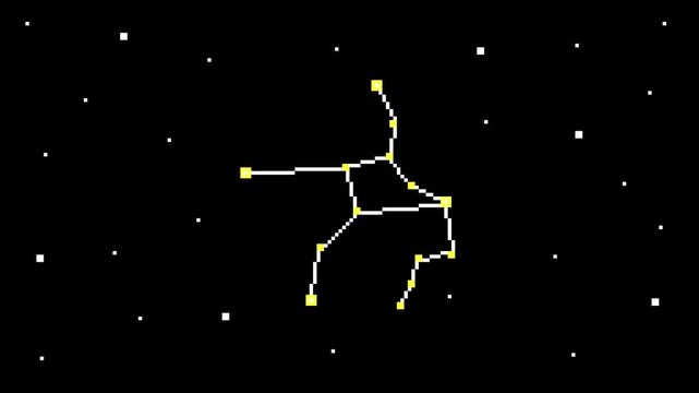 8-bit pixel art Virgo sign of The Zodiac Constellations. looped animation 4k 30fps