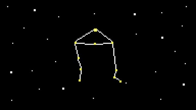 8-bit pixel art Libra sign of The Zodiac Constellations. looped animation 4k 30fps