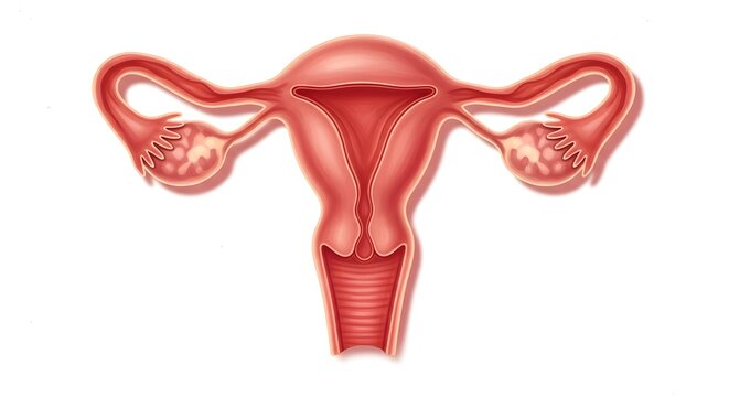 Human female reproductive system anatomy with ovaries and fallopian tubes uterus cervix